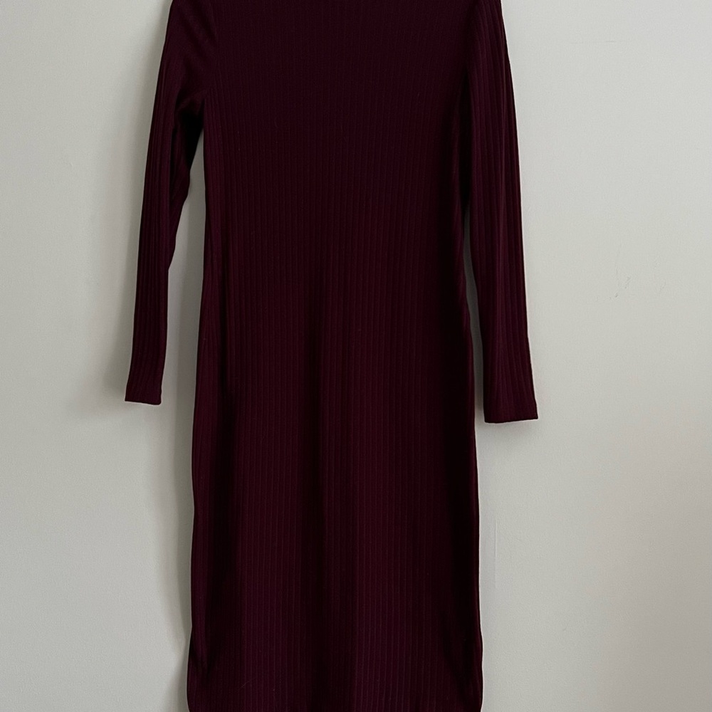 Calvin Klein Deep Red Ribbed Dress - Picture 3 of 3